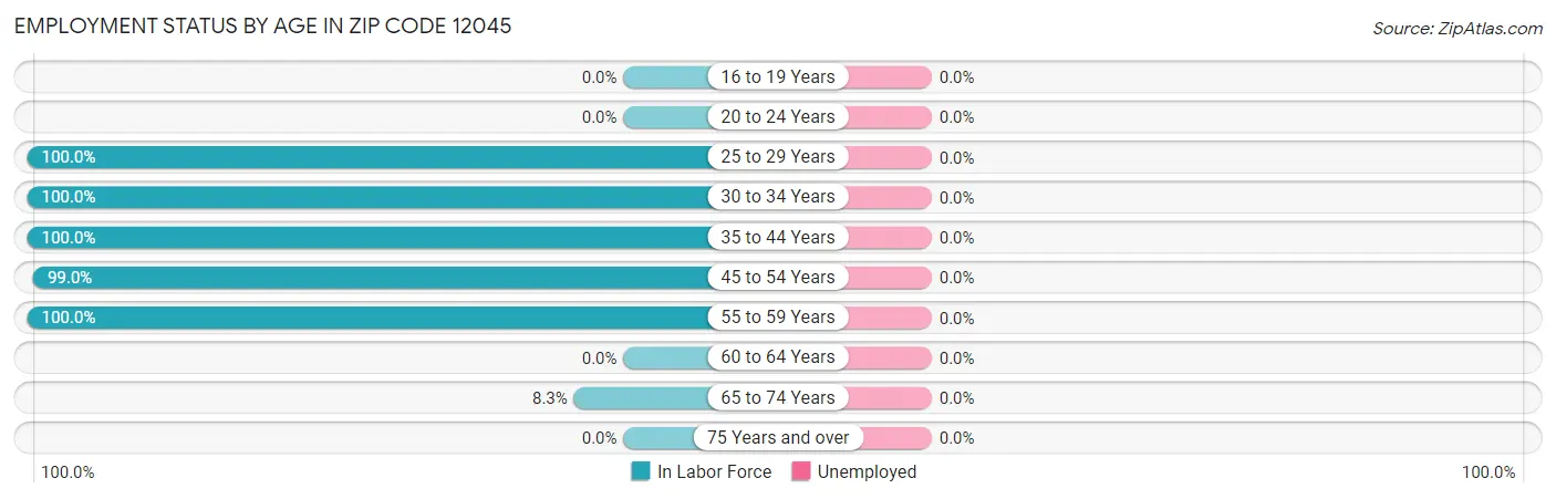 Employment Status by Age in Zip Code 12045