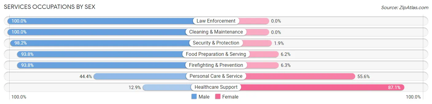 Services Occupations by Sex in Zip Code 12053