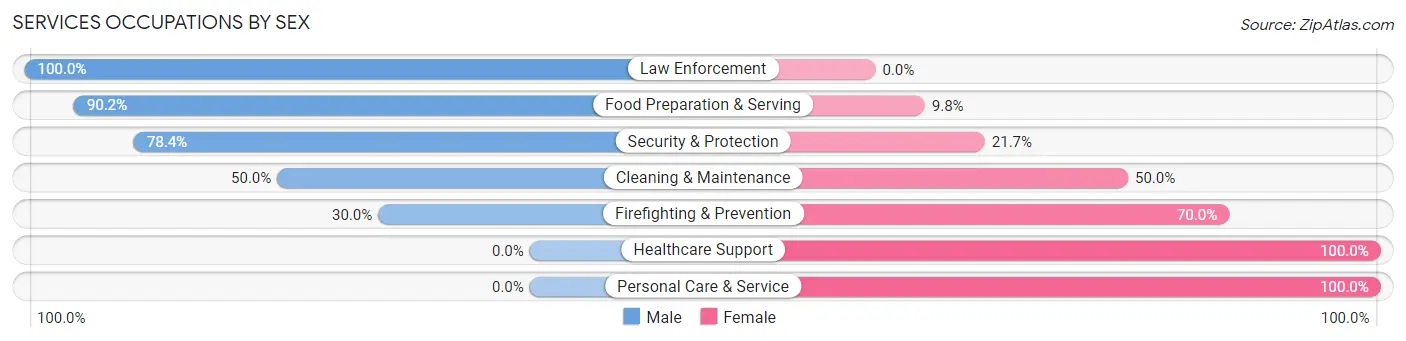 Services Occupations by Sex in Zip Code 12056