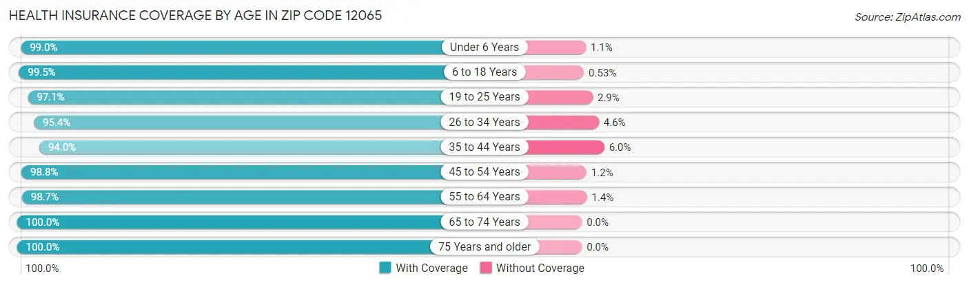 Health Insurance Coverage by Age in Zip Code 12065