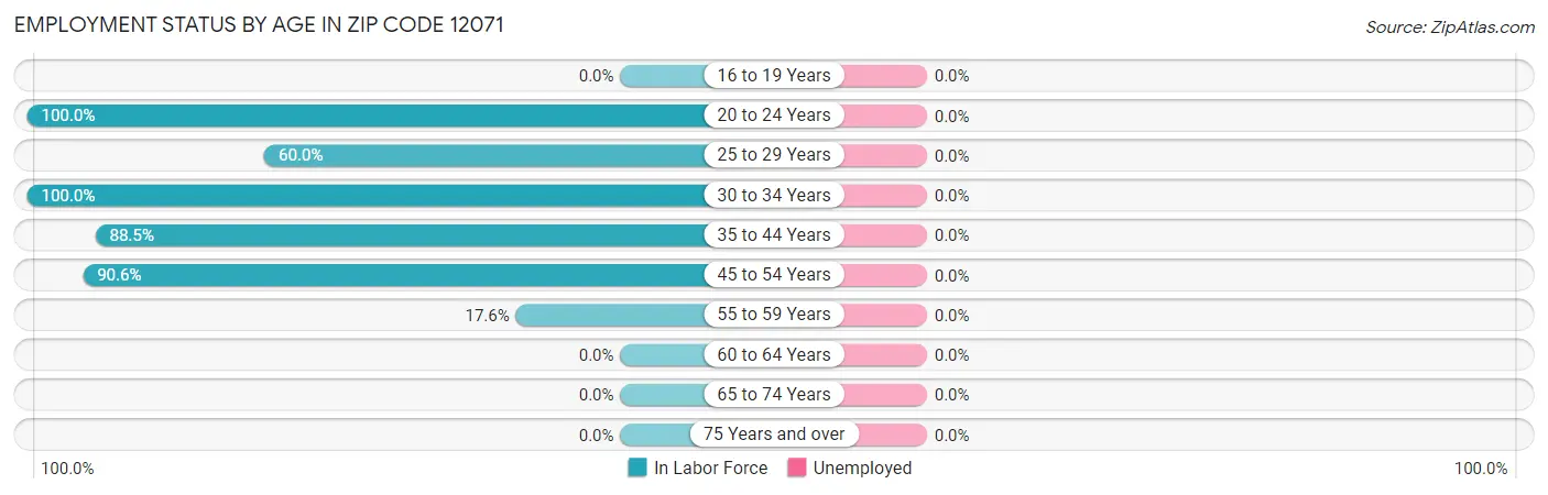 Employment Status by Age in Zip Code 12071