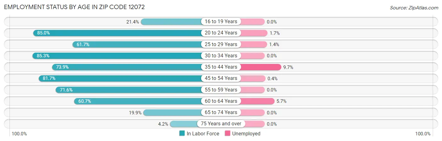 Employment Status by Age in Zip Code 12072