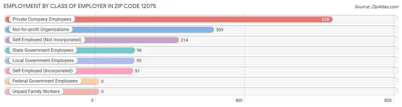 Employment by Class of Employer in Zip Code 12075