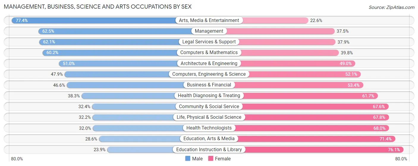 Management, Business, Science and Arts Occupations by Sex in Zip Code 12077