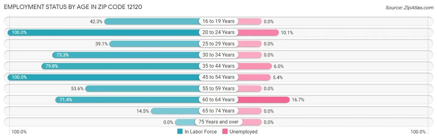 Employment Status by Age in Zip Code 12120