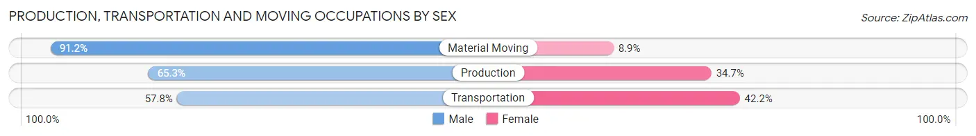 Production, Transportation and Moving Occupations by Sex in Zip Code 12123