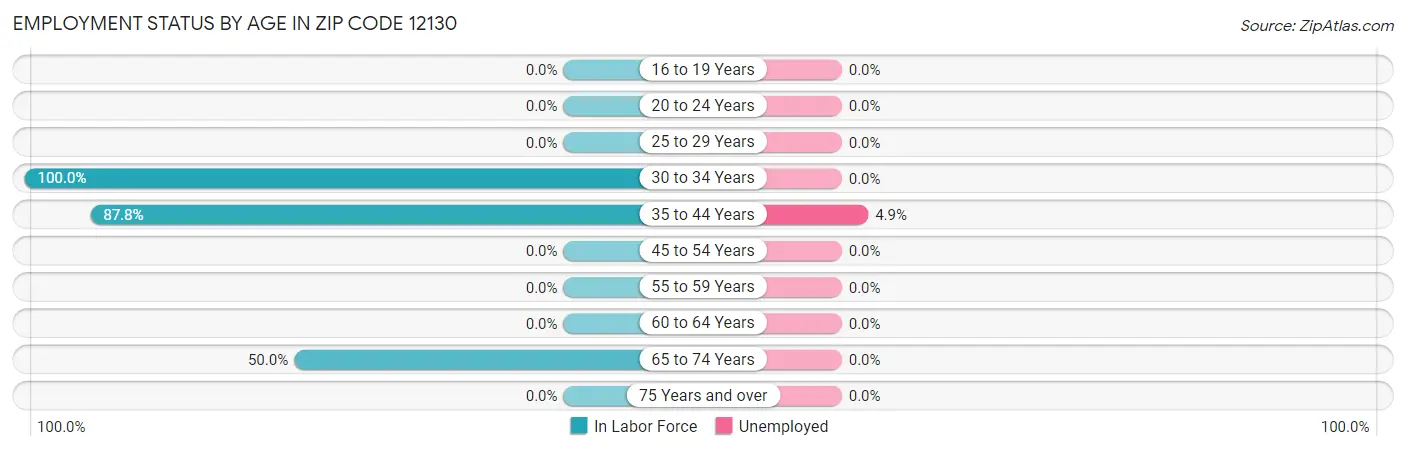 Employment Status by Age in Zip Code 12130