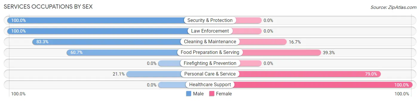 Services Occupations by Sex in Zip Code 12157