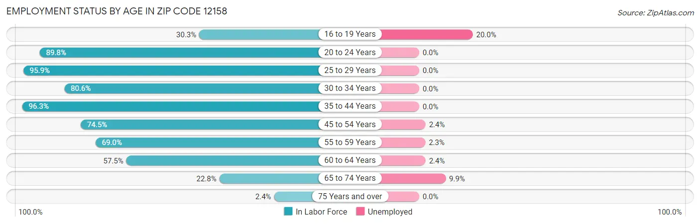 Employment Status by Age in Zip Code 12158