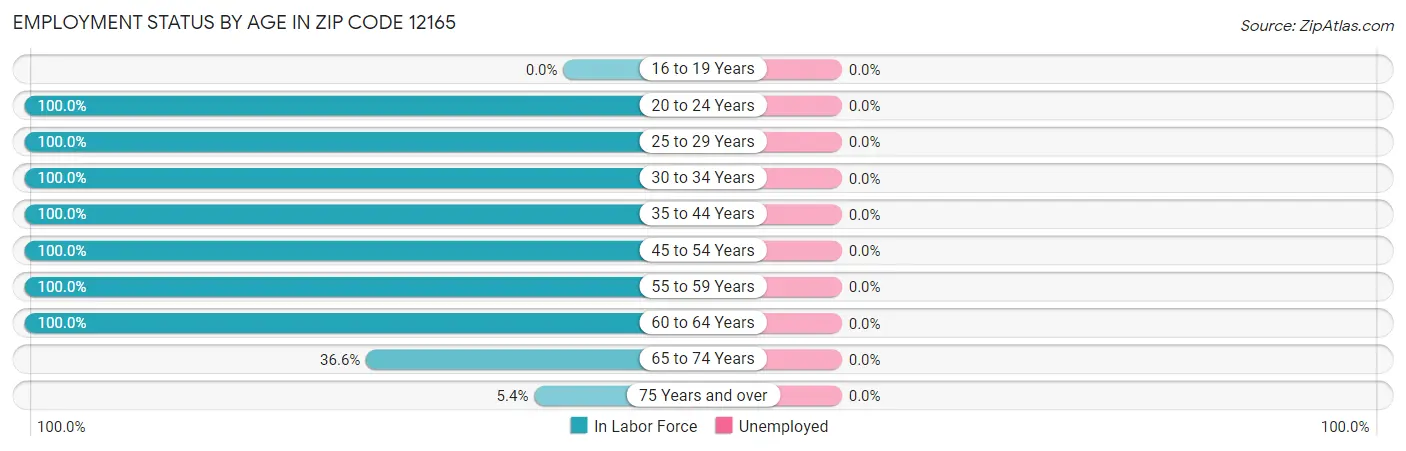 Employment Status by Age in Zip Code 12165