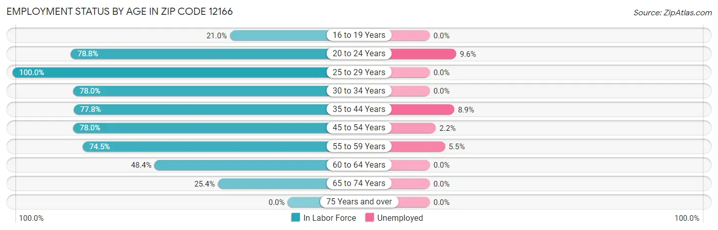 Employment Status by Age in Zip Code 12166