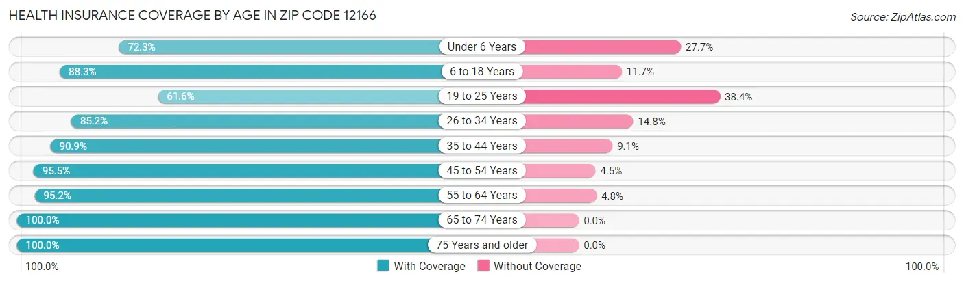 Health Insurance Coverage by Age in Zip Code 12166