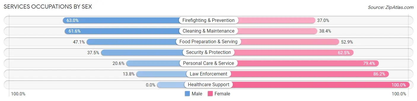 Services Occupations by Sex in Zip Code 12170