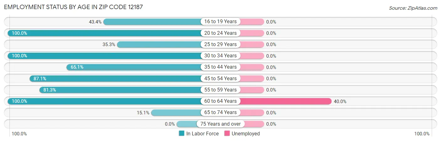 Employment Status by Age in Zip Code 12187