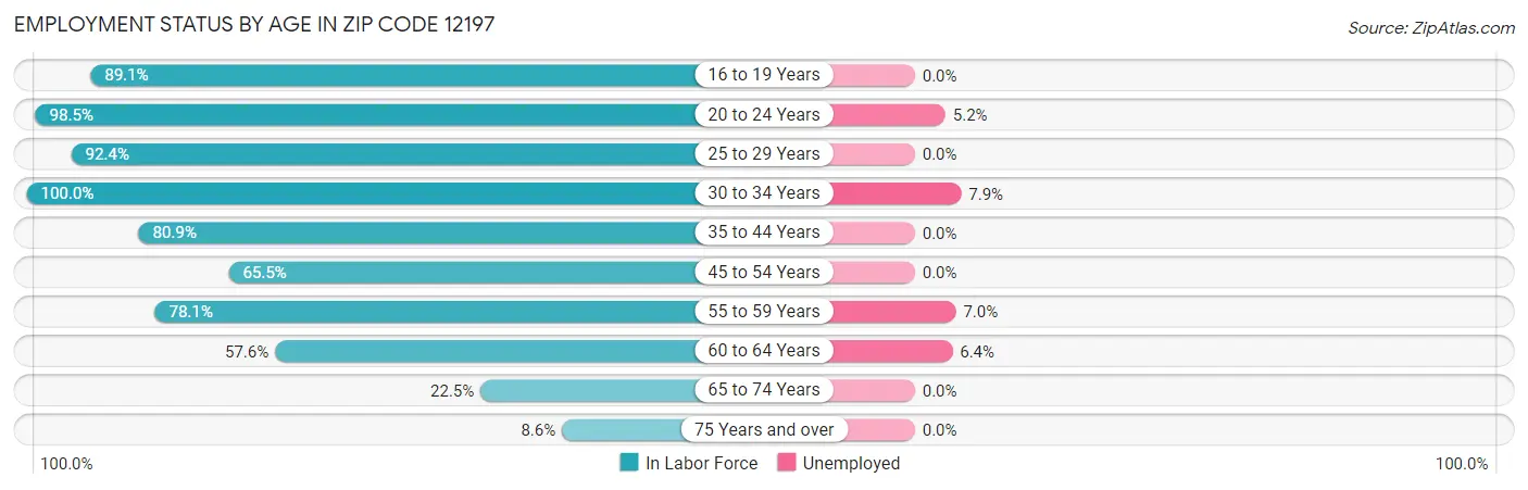 Employment Status by Age in Zip Code 12197