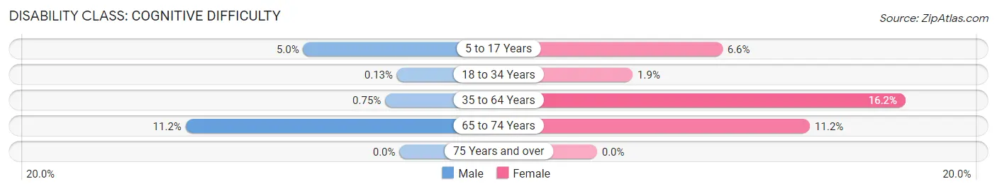 Disability in Zip Code 12307: <span>Cognitive Difficulty</span>