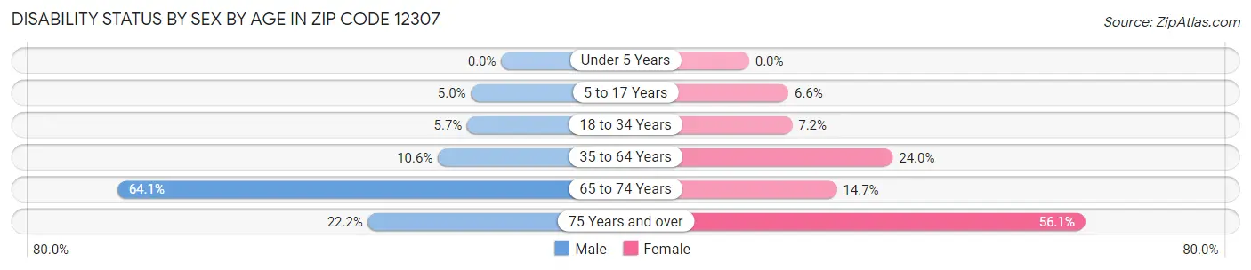 Disability Status by Sex by Age in Zip Code 12307