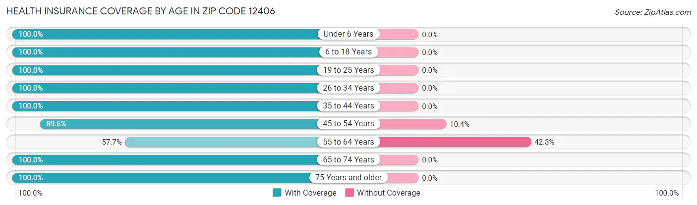 Health Insurance Coverage by Age in Zip Code 12406