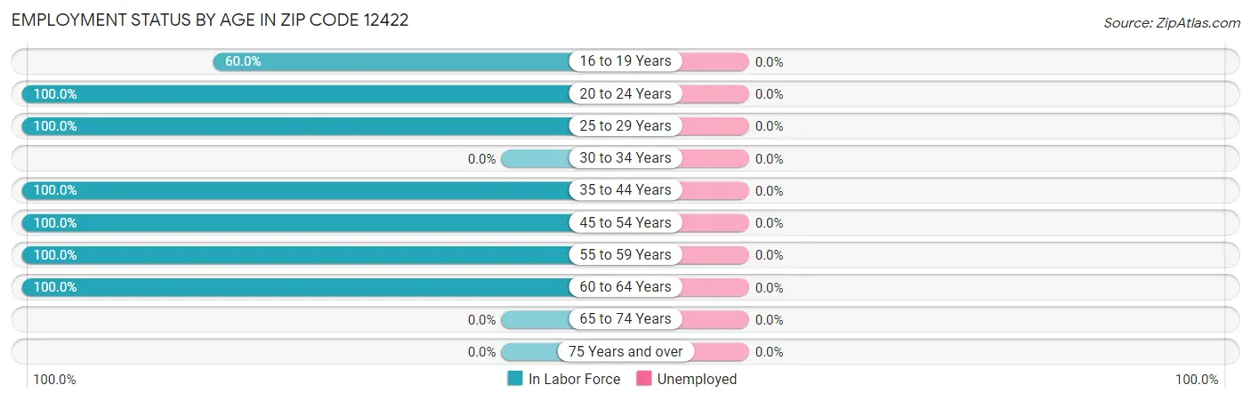 Employment Status by Age in Zip Code 12422