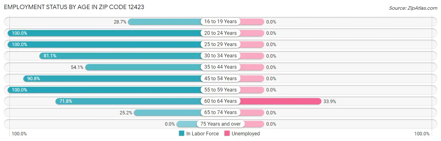 Employment Status by Age in Zip Code 12423