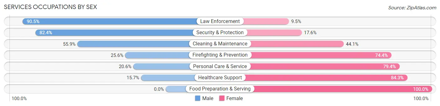 Services Occupations by Sex in Zip Code 12428