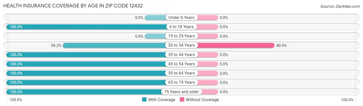 Health Insurance Coverage by Age in Zip Code 12432