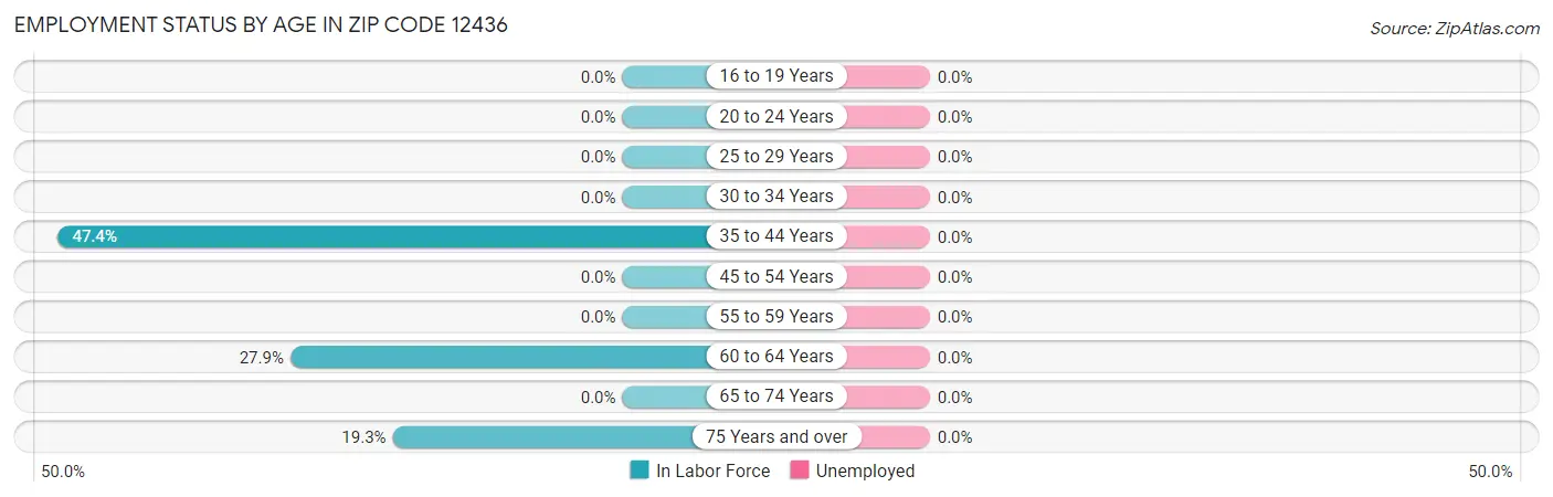 Employment Status by Age in Zip Code 12436