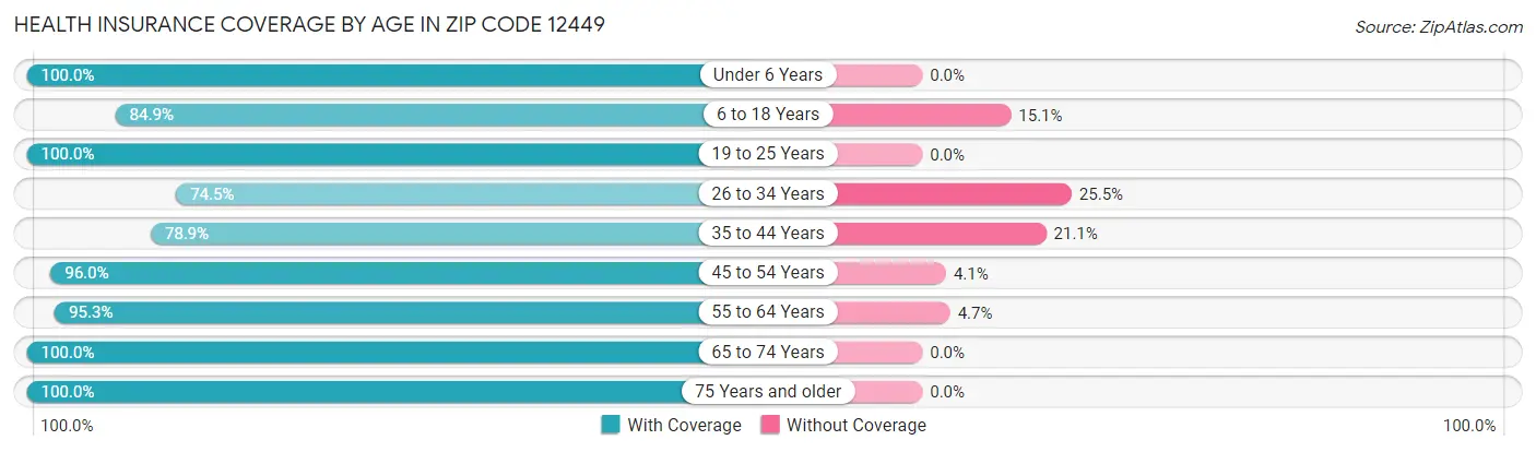 Health Insurance Coverage by Age in Zip Code 12449