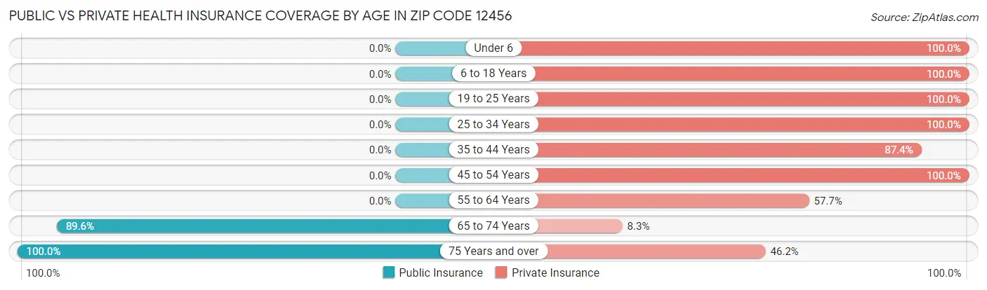 Public vs Private Health Insurance Coverage by Age in Zip Code 12456