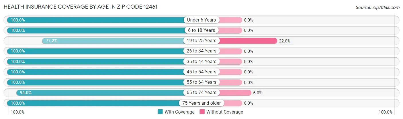 Health Insurance Coverage by Age in Zip Code 12461