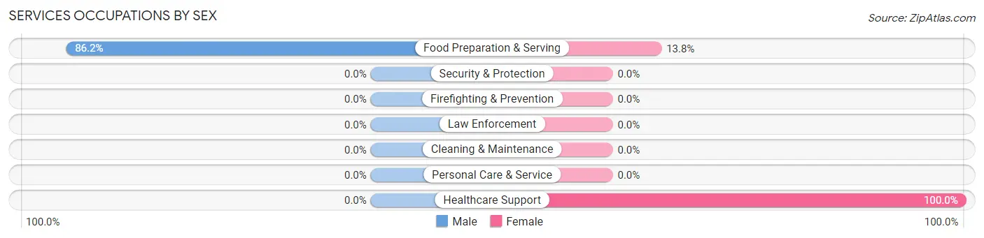 Services Occupations by Sex in Zip Code 12465