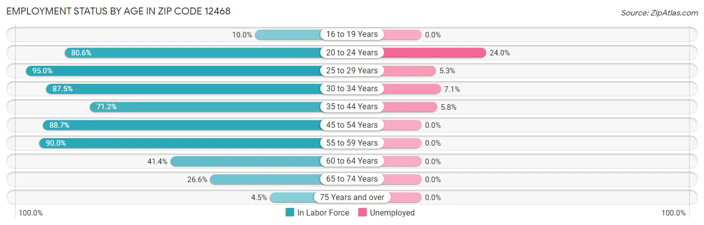 Employment Status by Age in Zip Code 12468