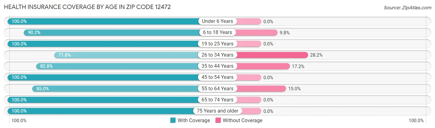 Health Insurance Coverage by Age in Zip Code 12472