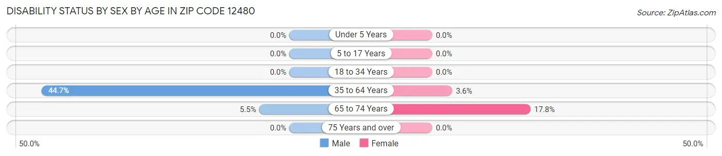 Disability Status by Sex by Age in Zip Code 12480