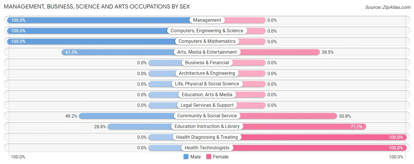 Management, Business, Science and Arts Occupations by Sex in Zip Code 12481