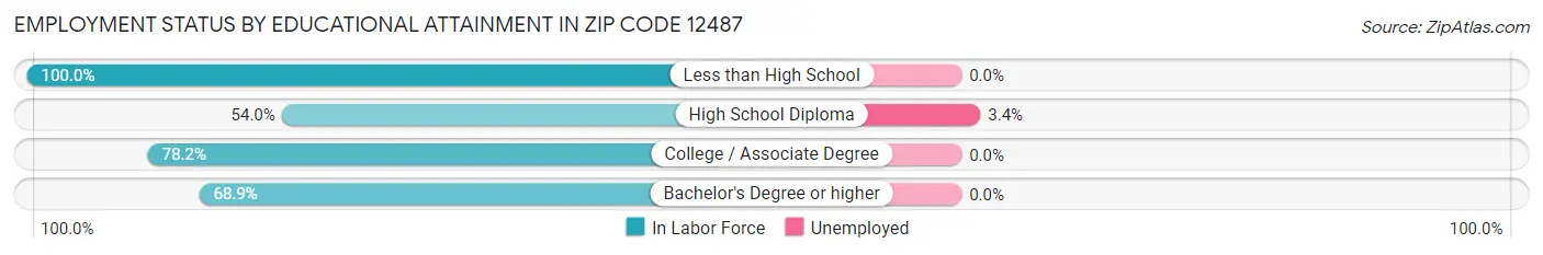 Employment Status by Educational Attainment in Zip Code 12487