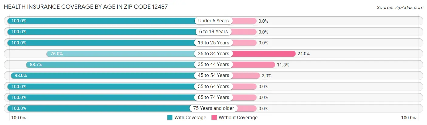 Health Insurance Coverage by Age in Zip Code 12487