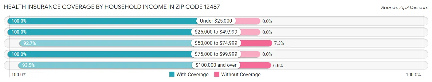 Health Insurance Coverage by Household Income in Zip Code 12487