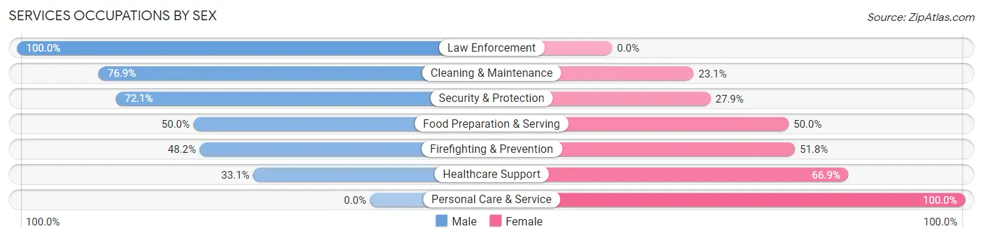 Services Occupations by Sex in Zip Code 12487