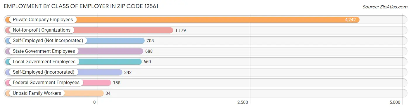 Employment by Class of Employer in Zip Code 12561