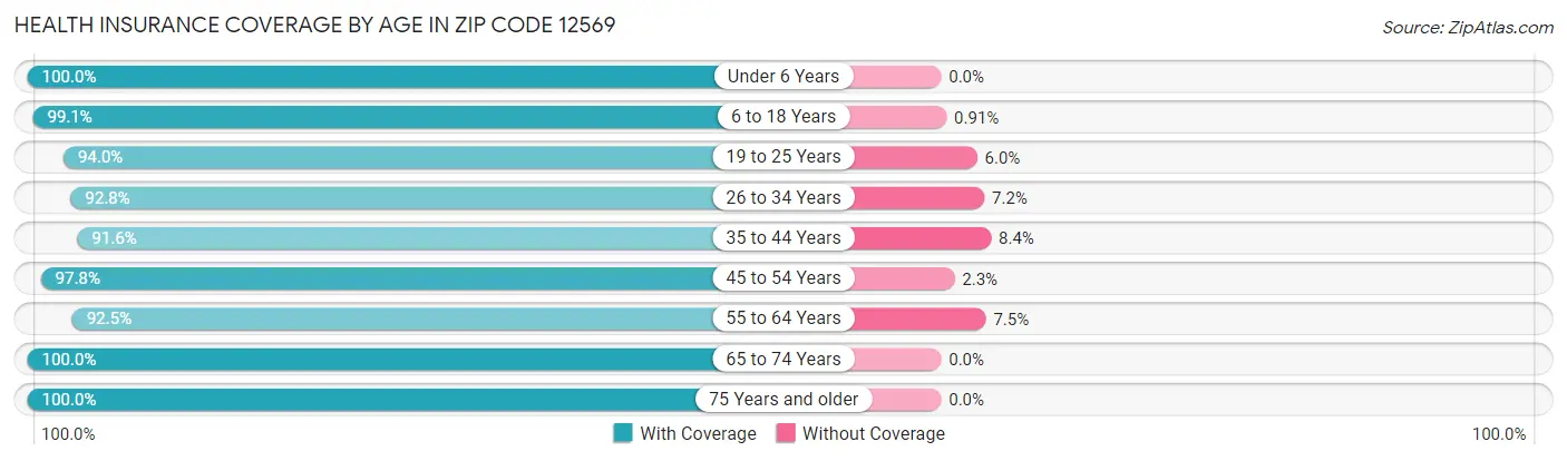 Health Insurance Coverage by Age in Zip Code 12569