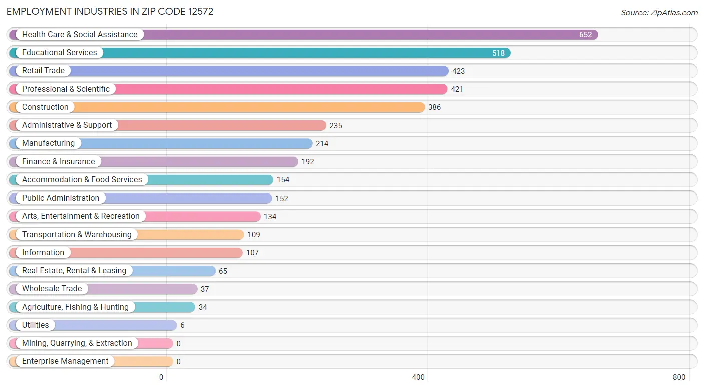 Employment Industries in Zip Code 12572