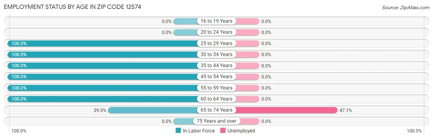 Employment Status by Age in Zip Code 12574