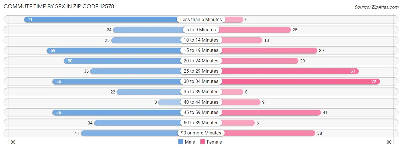 Commute Time by Sex in Zip Code 12578