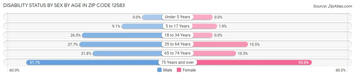 Disability Status by Sex by Age in Zip Code 12583