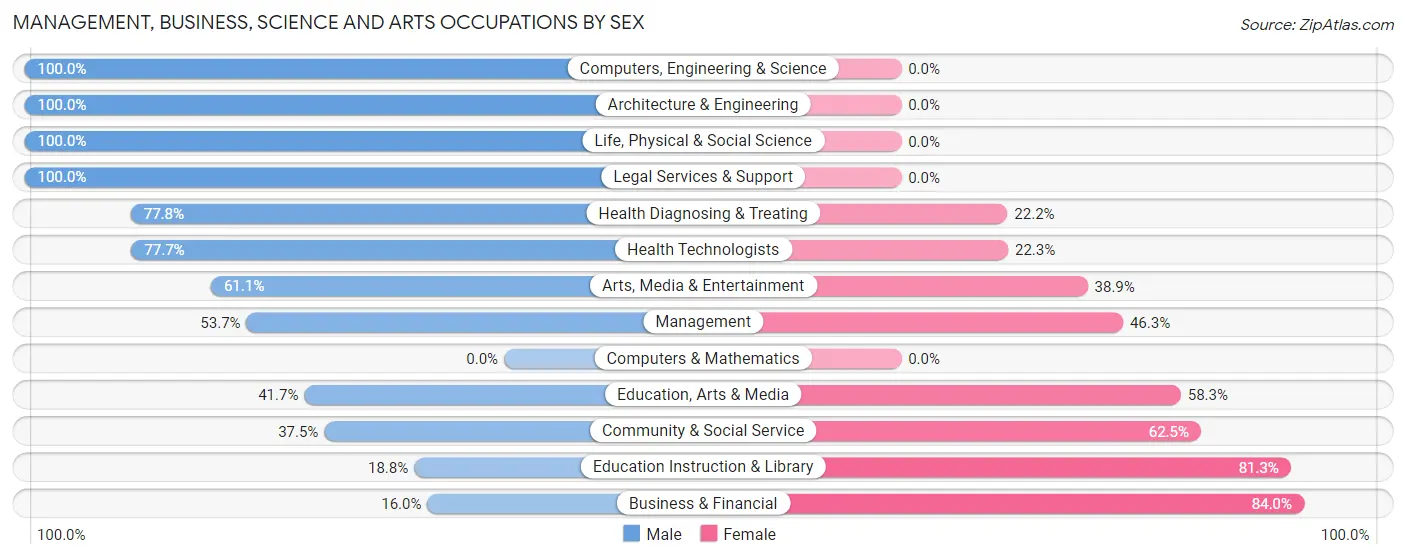 Management, Business, Science and Arts Occupations by Sex in Zip Code 12740