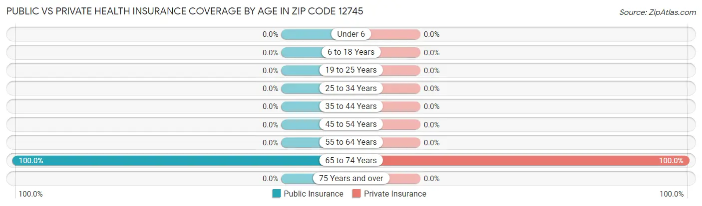 Public vs Private Health Insurance Coverage by Age in Zip Code 12745