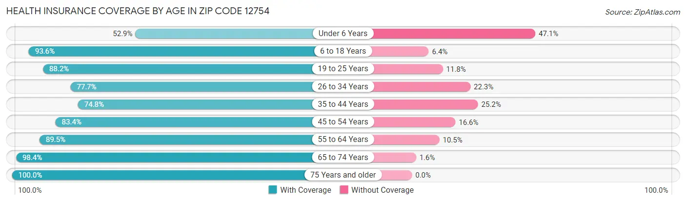 Health Insurance Coverage by Age in Zip Code 12754