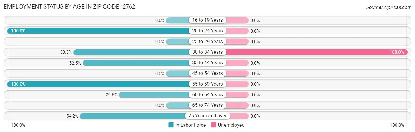 Employment Status by Age in Zip Code 12762