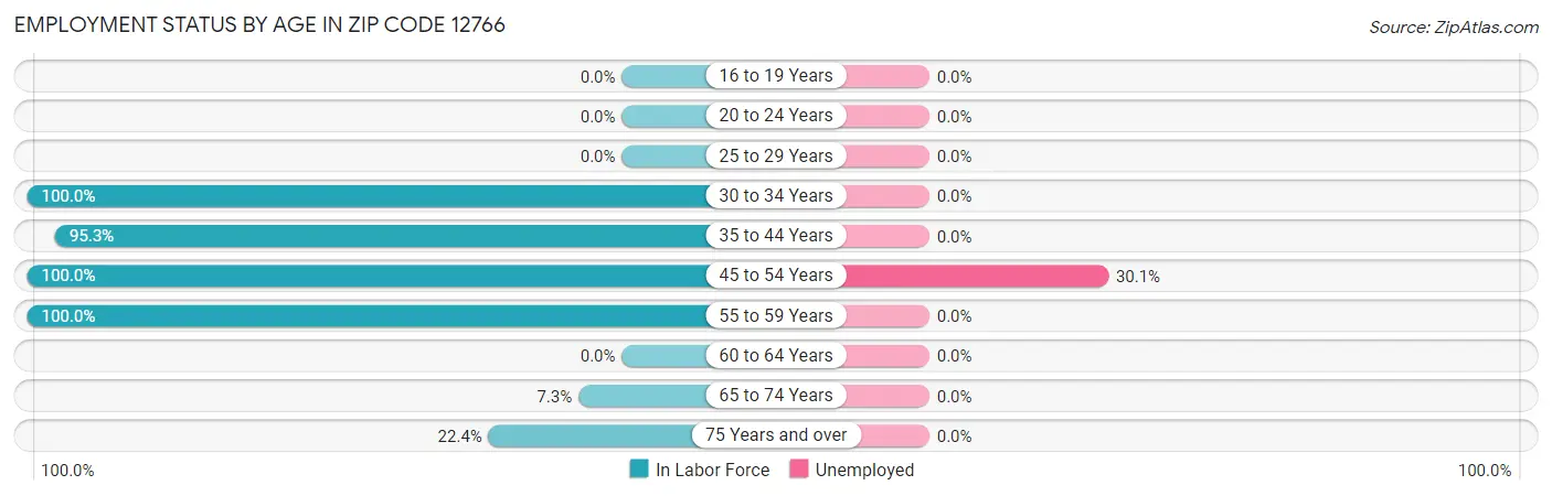 Employment Status by Age in Zip Code 12766